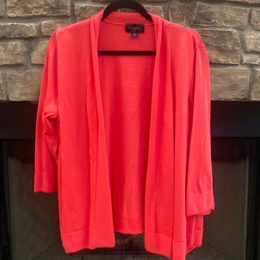 Investments II coral cardigan. Size 1X